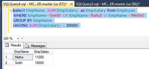 SQLを持つ：説明、構文、例